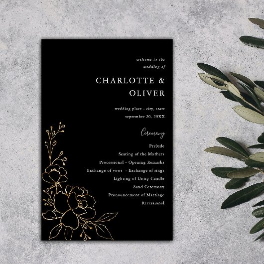 Budget Gold Lined Floral Hochzeit Zeremonie ME Bla Flyer