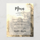 Budget Gold Marmor Wedding Menu Flyer (Vorne)