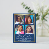 Budget Gold Minimalistisch Foto Graduate Ankündigu (Stehend Vorderseite)