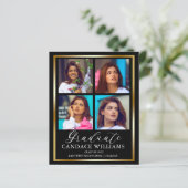 Budget Gold Minimalistisch Foto Graduate Ankündigu (Stehend Vorderseite)