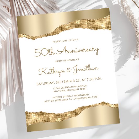 Budget Gold Mirror Foil 50th Anniversary Invite