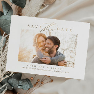 Budget Gold Moderne Kalligrafie-Schriftfoto Save The Date