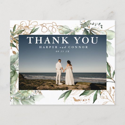 Budget Gold Modernes Eukalyptus Foto Vielen Dank Flyer (Vorne)