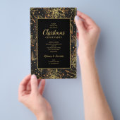 Budget Gold Poinsettias Weihnachts Einladung Flyer (Handgriff)