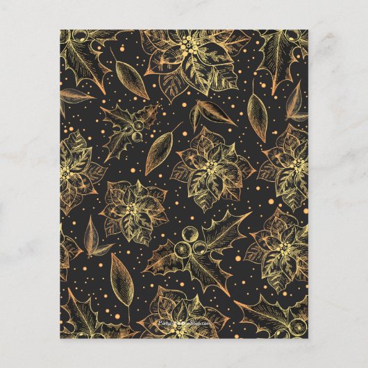 Budget Gold Poinsettias Weihnachtseinladungen (Rückseite)