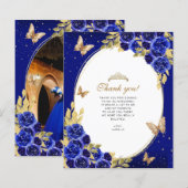 BUDGET Gold Royal Blue Butterfly Quinceañera Foto (Vorne/Hinten)