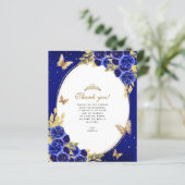 BUDGET Gold Royal Blue Butterfly Quinceañera Foto (Stehend Vorderseite)