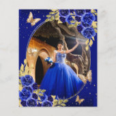 BUDGET Gold Royal Blue Butterfly Quinceañera Foto (Rückseite)