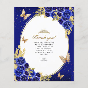 BUDGET Gold Royal Blue Butterfly Quinceañera Foto