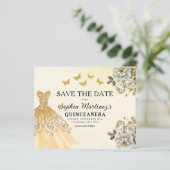 Budget Gold Save the Date Geburtstag Quinceanera (Stehend Vorderseite)