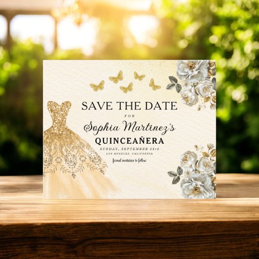 Budget Gold Save the Date Geburtstag Quinceanera Flyer