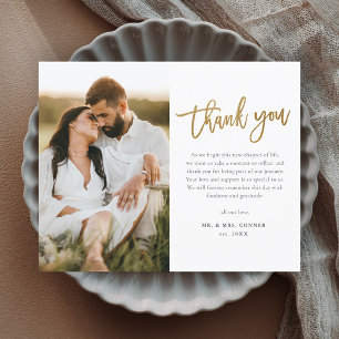 Budget Gold Schrift 2 Foto Hochzeit Danksagungskar