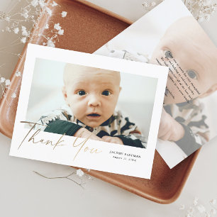 Budget Gold Schrift Baby Foto Danksagungskarte