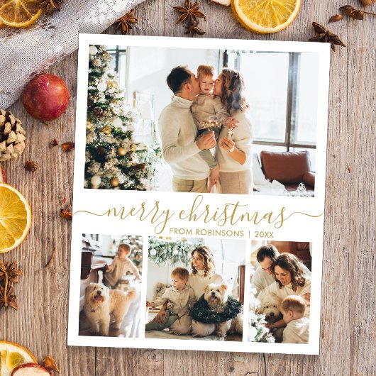 Budget Gold Script 4 Foto Collage Weihnachtskarte