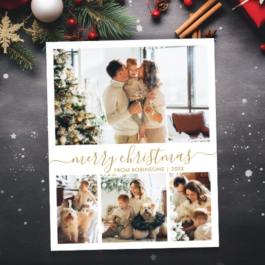 Budget Gold Script 4 Foto Collage Weihnachtskarte