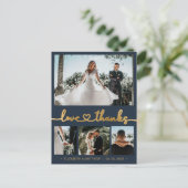 Budget Gold Script 4 Foto Hochzeit Vielen Dank Postkarte (Stehend Vorderseite)