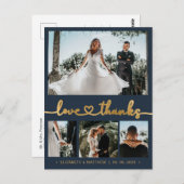 Budget Gold Script 4 Foto Hochzeit Vielen Dank Postkarte (Vorne/Hinten)