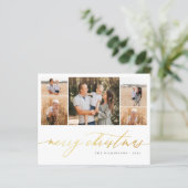 Budget Gold Script 5 Foto Collage Frohe Weihnachte (Stehend Vorderseite)