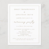 Budget Gold Script Abend Hochzeit Abend Einladung (Vorderseite)
