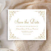 Budget Gold Script Botanischer Rahmen Save the Dat