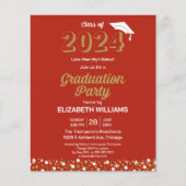 Budget Gold Script Confetti Grad Party Einladung (Vorderseite)