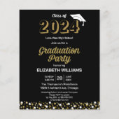 Budget Gold Script Confetti Grad Party Einladung (Vorderseite)