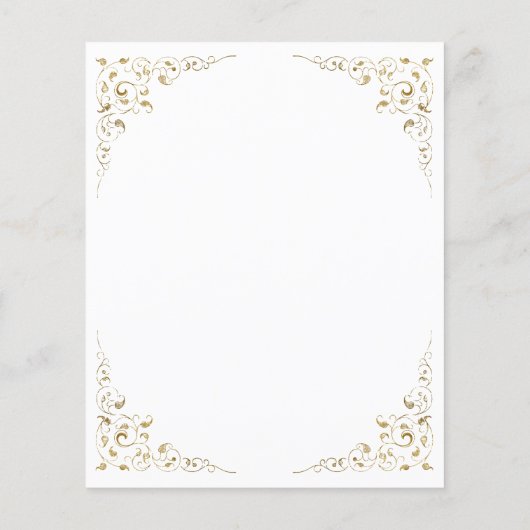 Budget Gold Script Foliage Wedding Menu (Rückseite)
