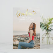 Budget Gold Script Foto Abschluss Ankündigung (Stehend Vorderseite)