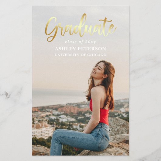 Budget Gold Script Foto Abschluss Ankündigung (Vorderseite)