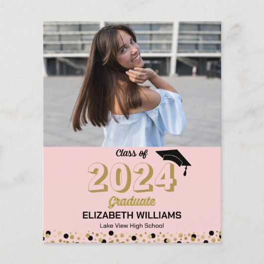 Budget Gold Script Foto Abschluss Ankündigung (Vorderseite)