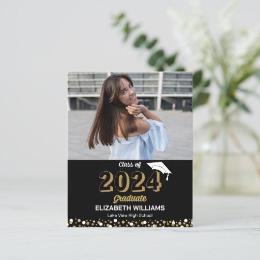 Budget Gold Script Foto Abschluss Ankündigung (Stehend Vorderseite)