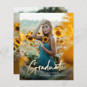 Budget Gold Script Foto Abschluss Einladung (Vorne/Hinten)