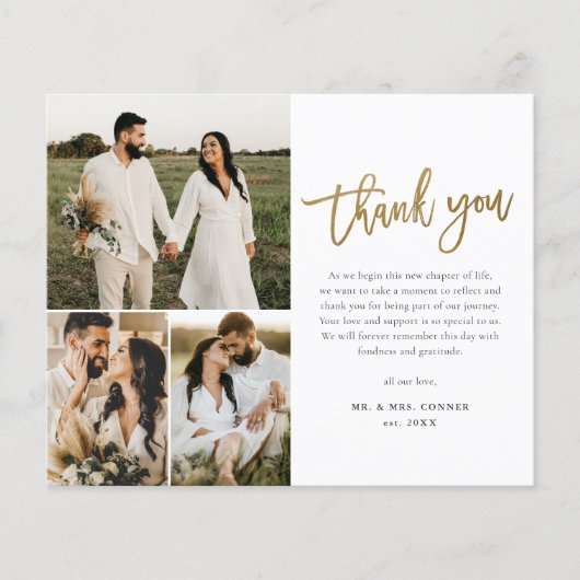 Budget Gold Script Foto Collage Hochzeit Vielen Da (Vorderseite)