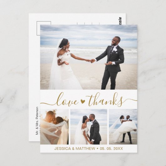Budget Gold Script Pic Hochzeit Vielen Dank Postca Postkarte (Vorne/Hinten)