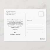 Budget Gold Script Pic Hochzeit Vielen Dank Postca Postkarte (Rückseite)