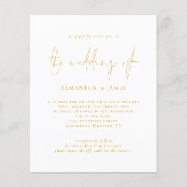 Budget Gold Script QR Code Einladung Hochzeitsfeie