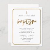 Budget Gold Script religiöse Taufen Einladung (Vorne/Hinten)