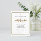 Budget Gold Script religiöse Taufen Einladung (Stehend Vorderseite)