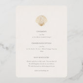 Budget Gold Seashell All-in-One Wedding invitation Folieneinladung (Rückseite)