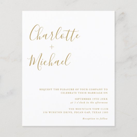 Budget Gold Signature Script Einladung (Vorderseite)