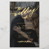 Budget Gold Skript QR Foto Hochzeit Einladung Flyer (Vorne)