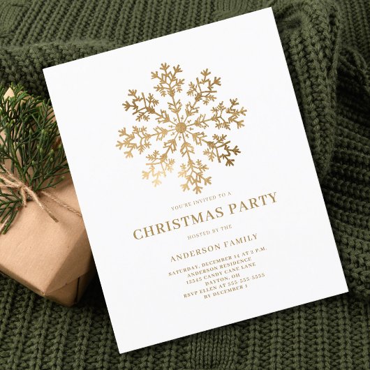Budget Gold Snowflake Weihnachten Einladung Flyer