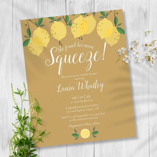 Budget Gold Squeeze Lemon Brautparty Einladung