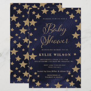 Budget Gold Stars Kinderdusche Einladung