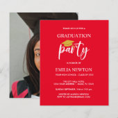 Budget Gold Tassel Graduation Cap rotes Party (Vorne/Hinten)