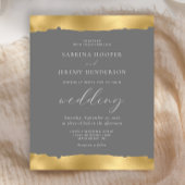 Budget Gold Torn Edge Gray Einladung zur Hochzeit