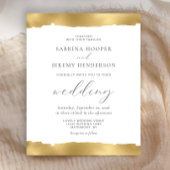 Budget Gold Torn Edge White Wedding Einladung