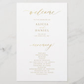 Budget Gold Typografie einfache Hochzeitsprogramm (Vorne)