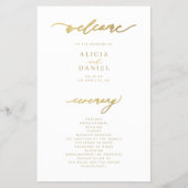 Budget Gold Typografie einfache Hochzeitsprogramm (Vorne)