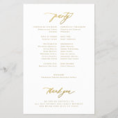 Budget Gold Typografie einfache Hochzeitsprogramm (Hinten)